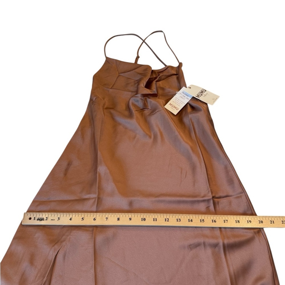 SHOW ME YOUR MUMU Verona Cowl Dress In Copper Luxe Satin NEW Size XS - Picture 9 of 15